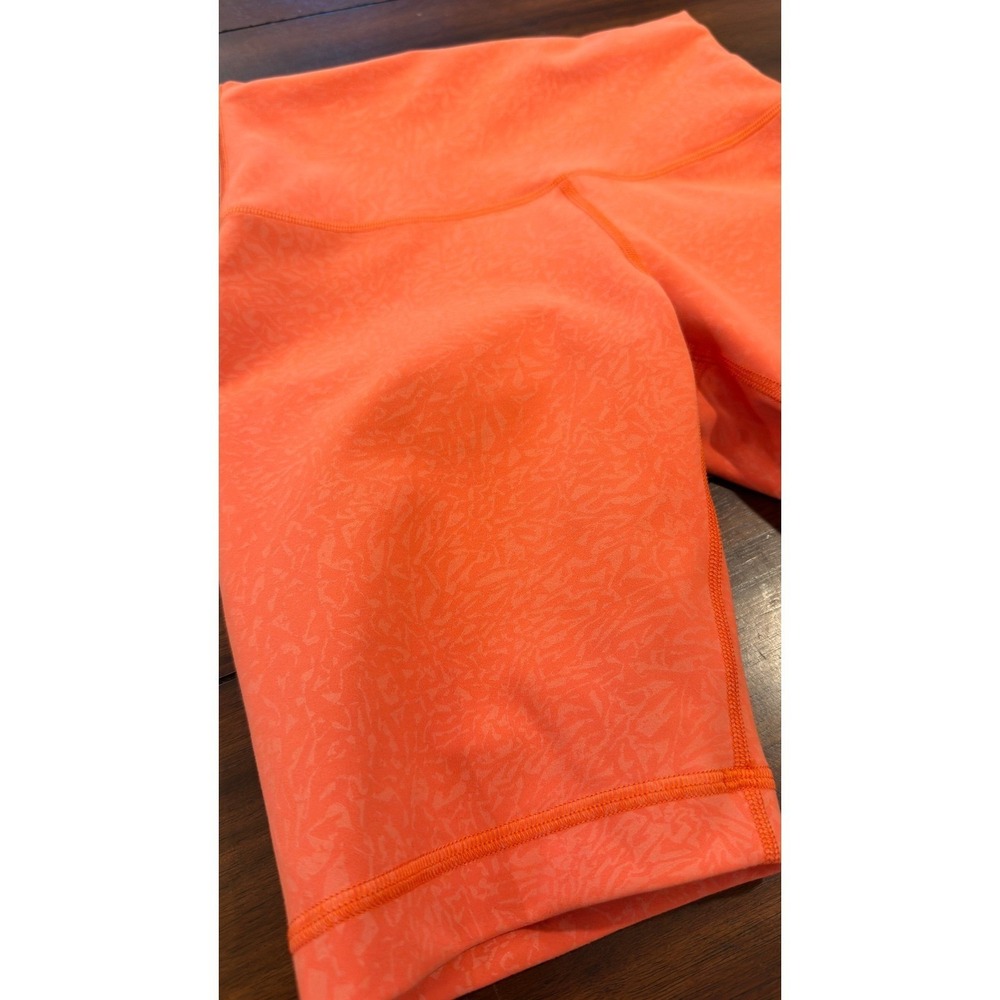 Lululemon Align High-Rise Short Orange Floral Embossed Nulu Biker Shorts Size 4 - Picture 9 of 16